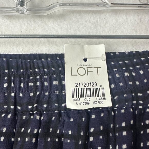 Loft skirt women Large Navy‎ blue white polka dots pleated pull on chiffon NWT - Picture 3 of 5